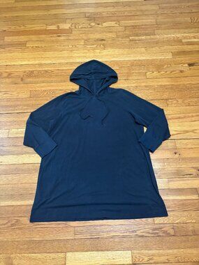 Eileen Fisher Womens Hoodie Sweatshirt Plus Sz 1X Black Stretch Cotton Relaxed